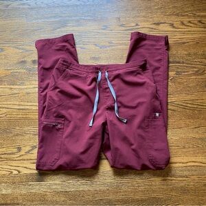 Figs size large burgundy staight leg high waist